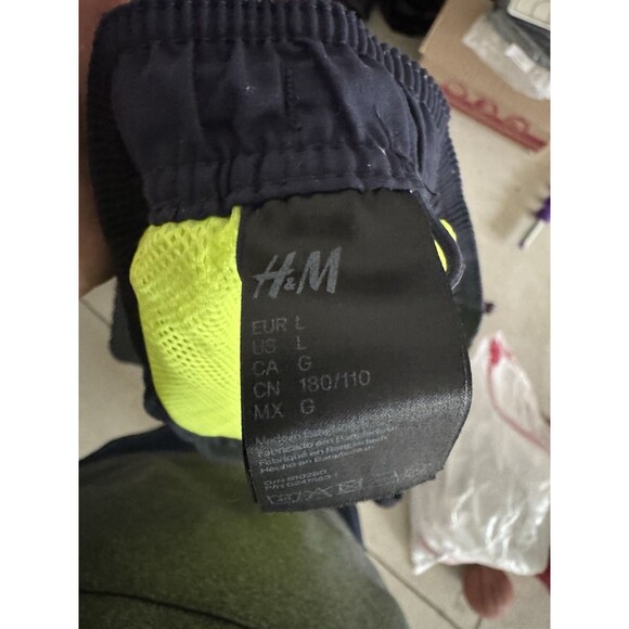 H&M Men’s Colorblock Swim Trunks Green Yellow Blue Size L - Picture 3 of 3
